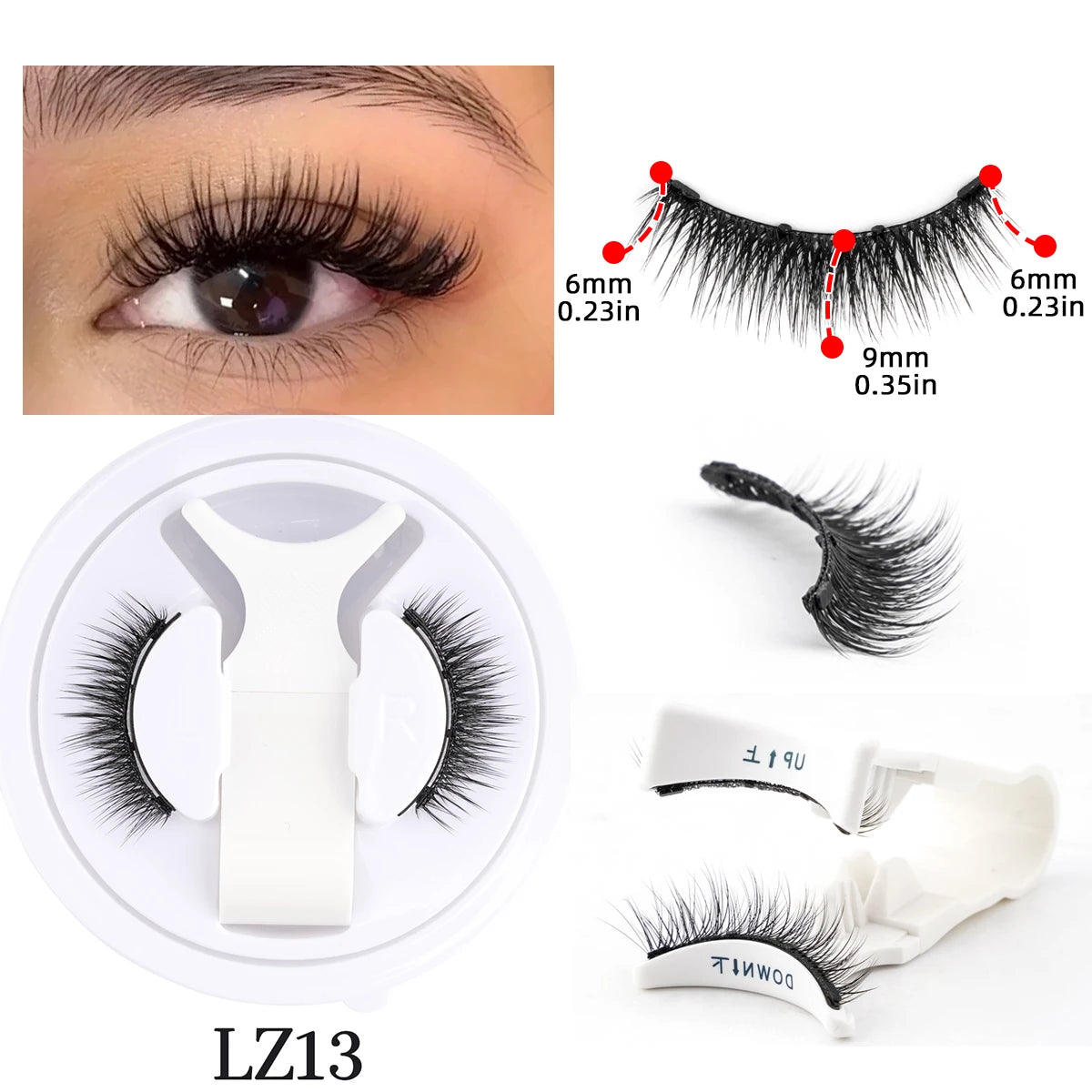 1 Pair Reusable Magnetic False Eyelashes – Natural Mink